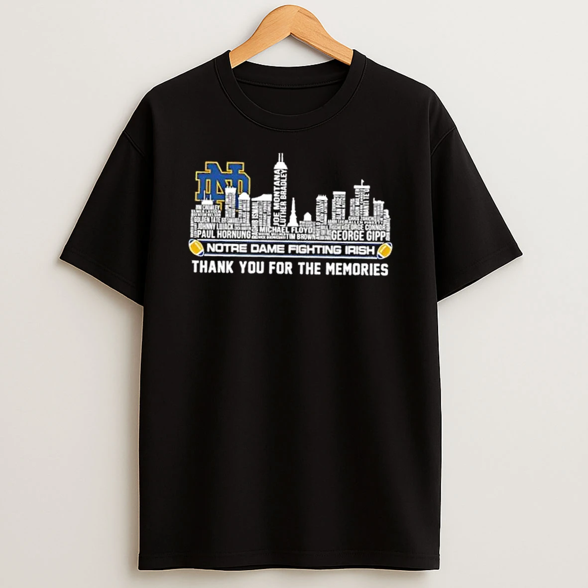 Notre Dame Fighting Irish Names City Thank You For The Memories Skyline T Shirt