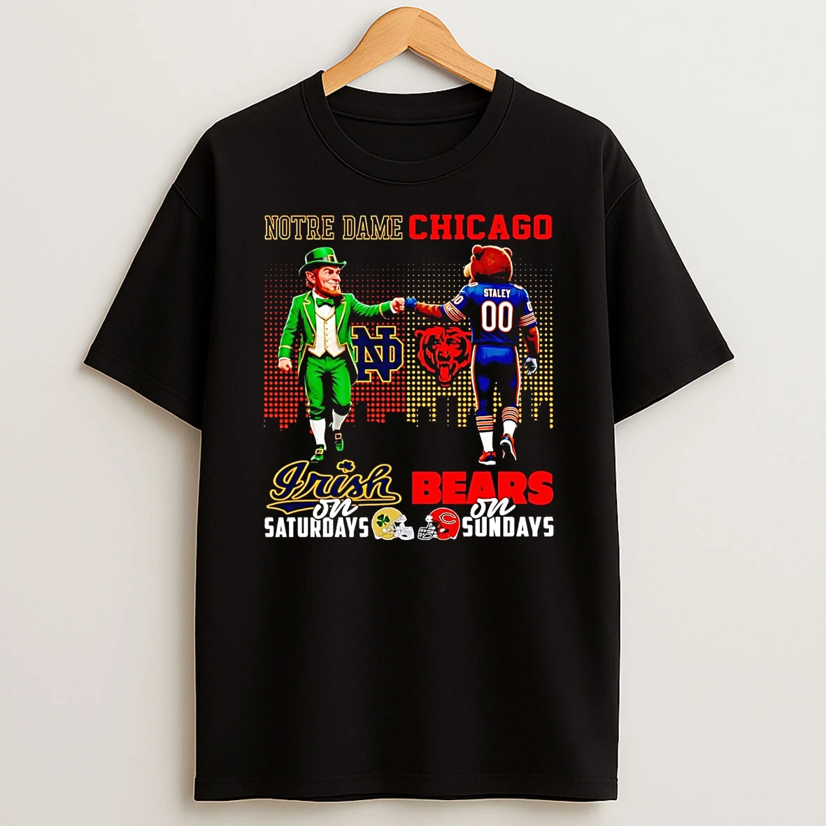 Notre Dame Fighting Irish On Saturdays Chicago Bears On Sundays Mascot T Shirt