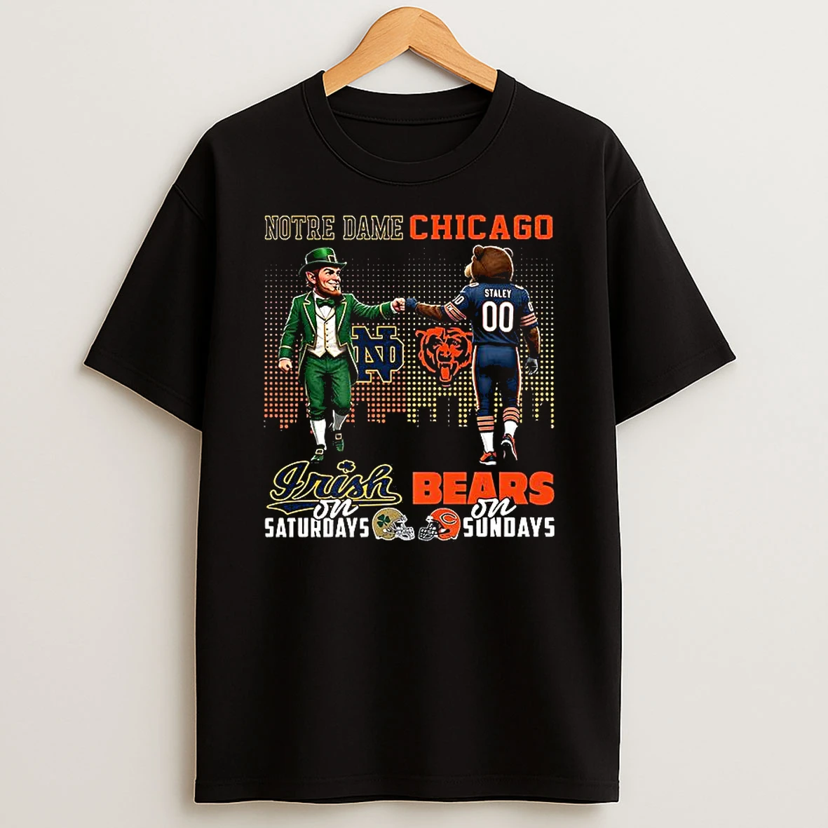 Notre Dame Fighting Irish On Saturdays Vs Chicago Bears On Sundays Mascot T Shirt