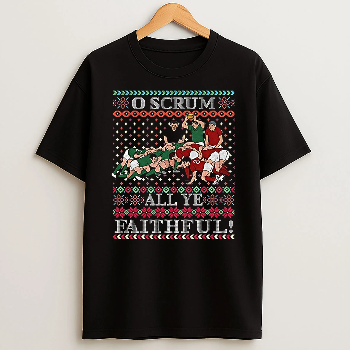O Scrum All Ye Faithful Rugby Merry Christmas T Shirt