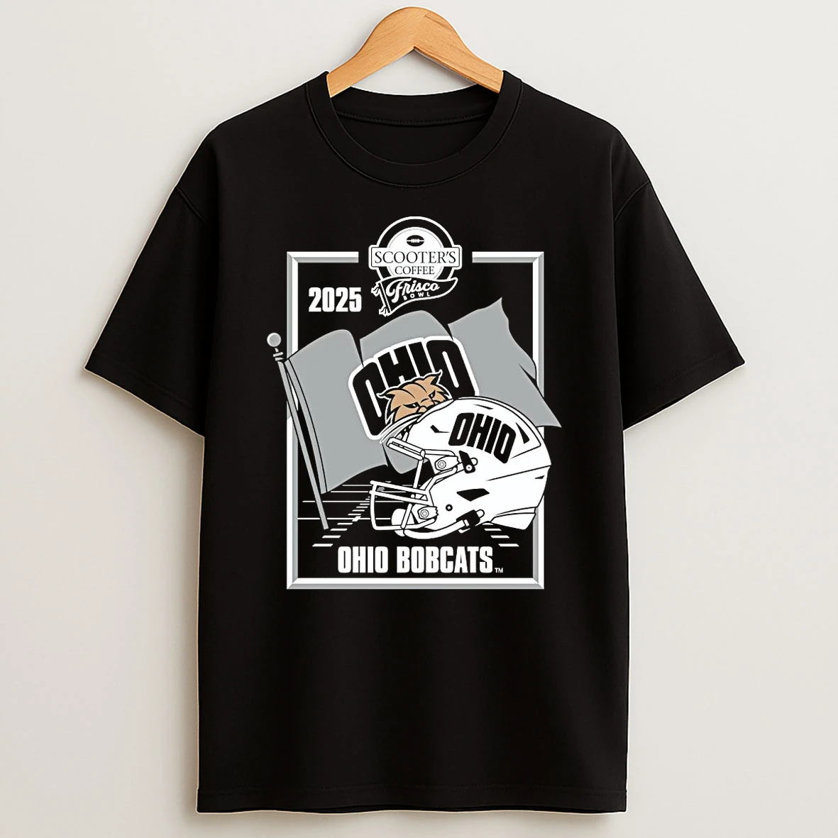 Ohio Bobcats 2025 Frisco Bowl Helmet T Shirt