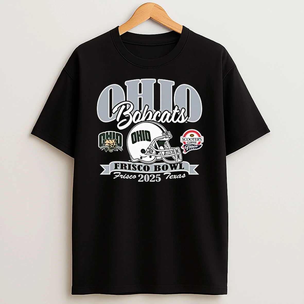 Ohio Bobcats Football 2025 Frisco Bowl Helmet T Shirt