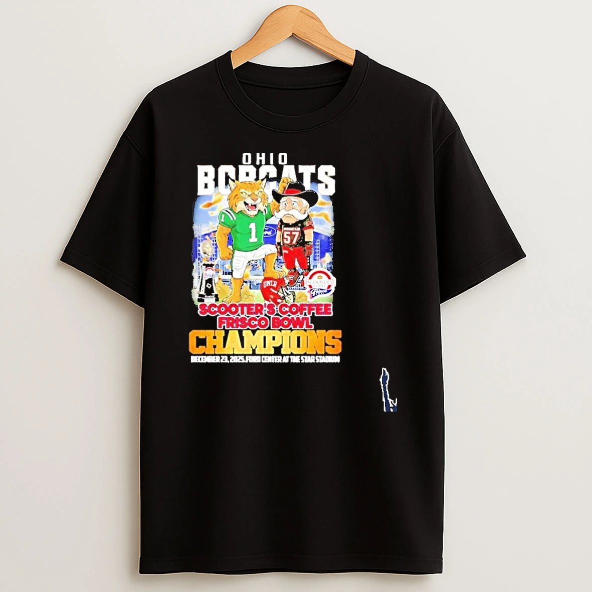 Ohio Bobcats Mascot Beat Unlv Rebels 2025 Scooters Coffee Frisco Bowl Champions T Shirt