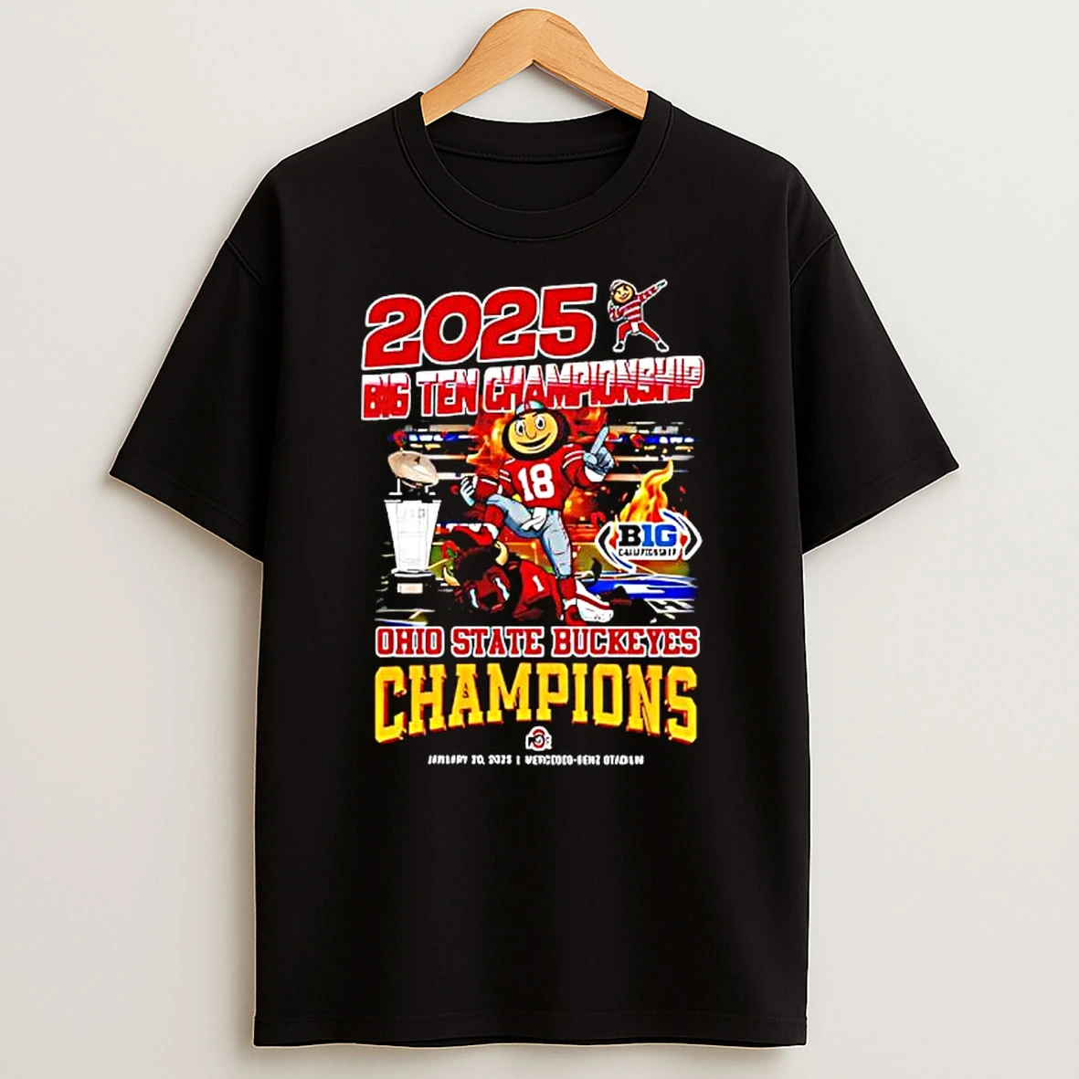 Ohio State Buckeyes 2025 Big Ten Champions Mascot T Shirt
