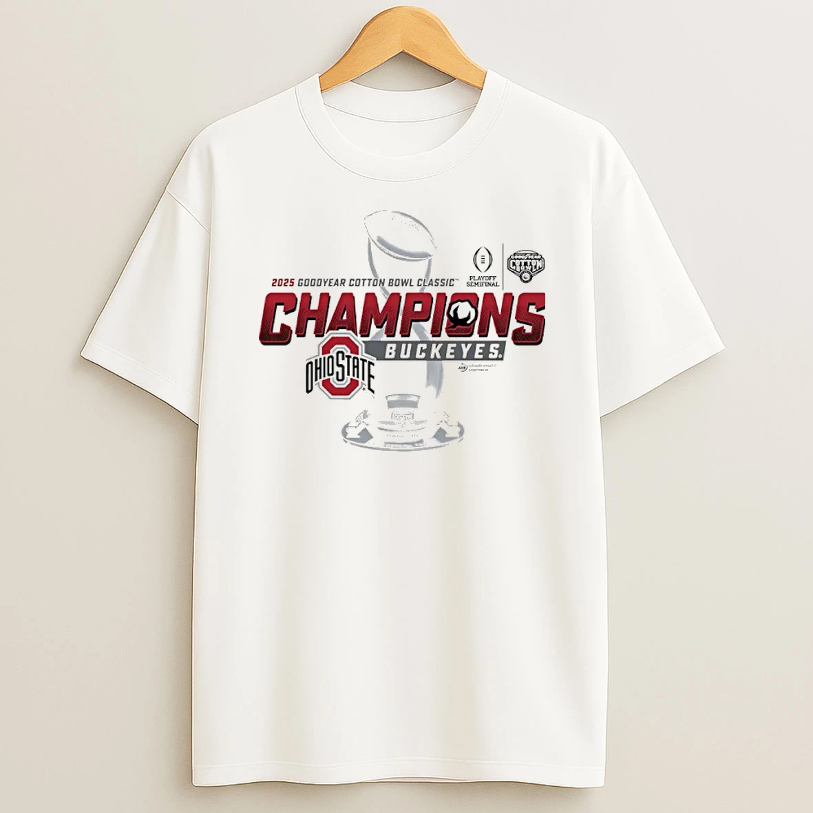 Ohio State Buckeyes 2025 Goodyear Cotton Bowl Classic Champions Trophy T Shirt