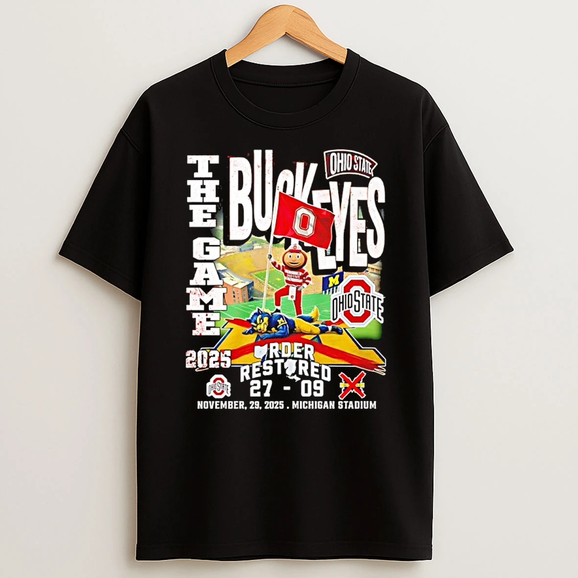 Ohio State Buckeyes 2025 The Game 27 09 Michigan Score Mascot T Shirt