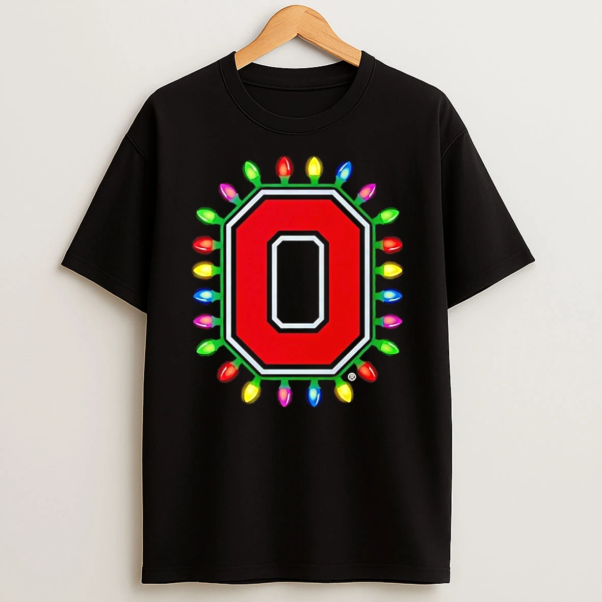 Ohio State Buckeyes Christmas Lights O Logo T Shirt