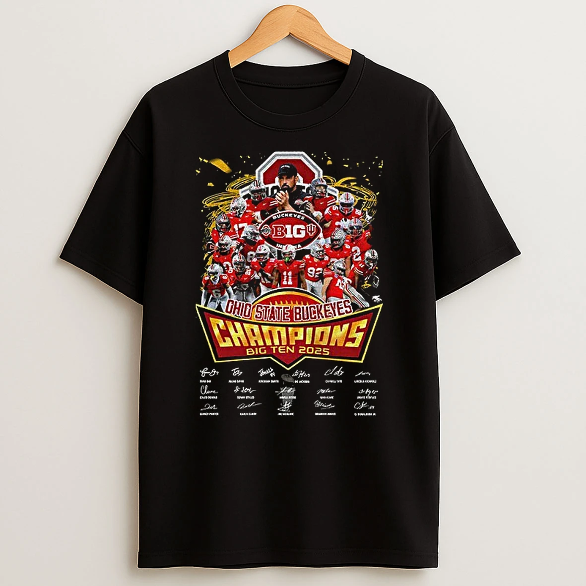 Ohio State Buckeyes Football Big Ten 2025 Champions Signatures T Shirt
