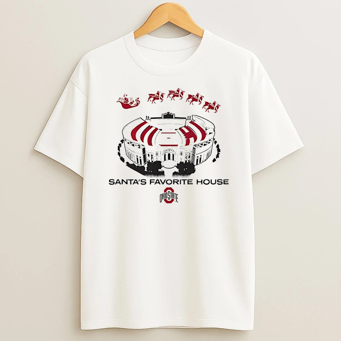 Ohio State Buckeyes Santas Favorite House Christmas T Shirt