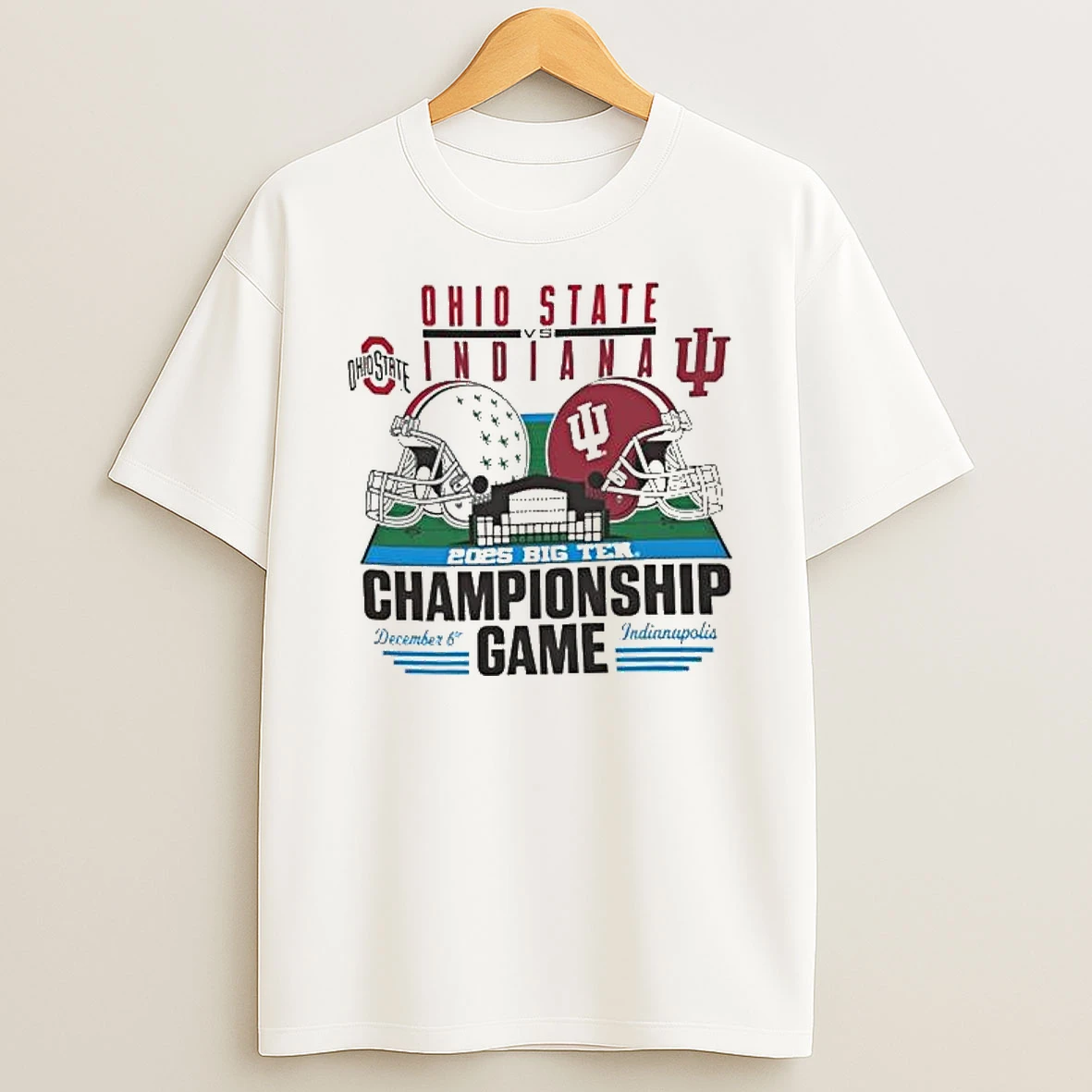 Ohio State Buckeyes Vs Indiana Hoosiers Big Ten 2025 Football Championship Game Helmet T Shirt