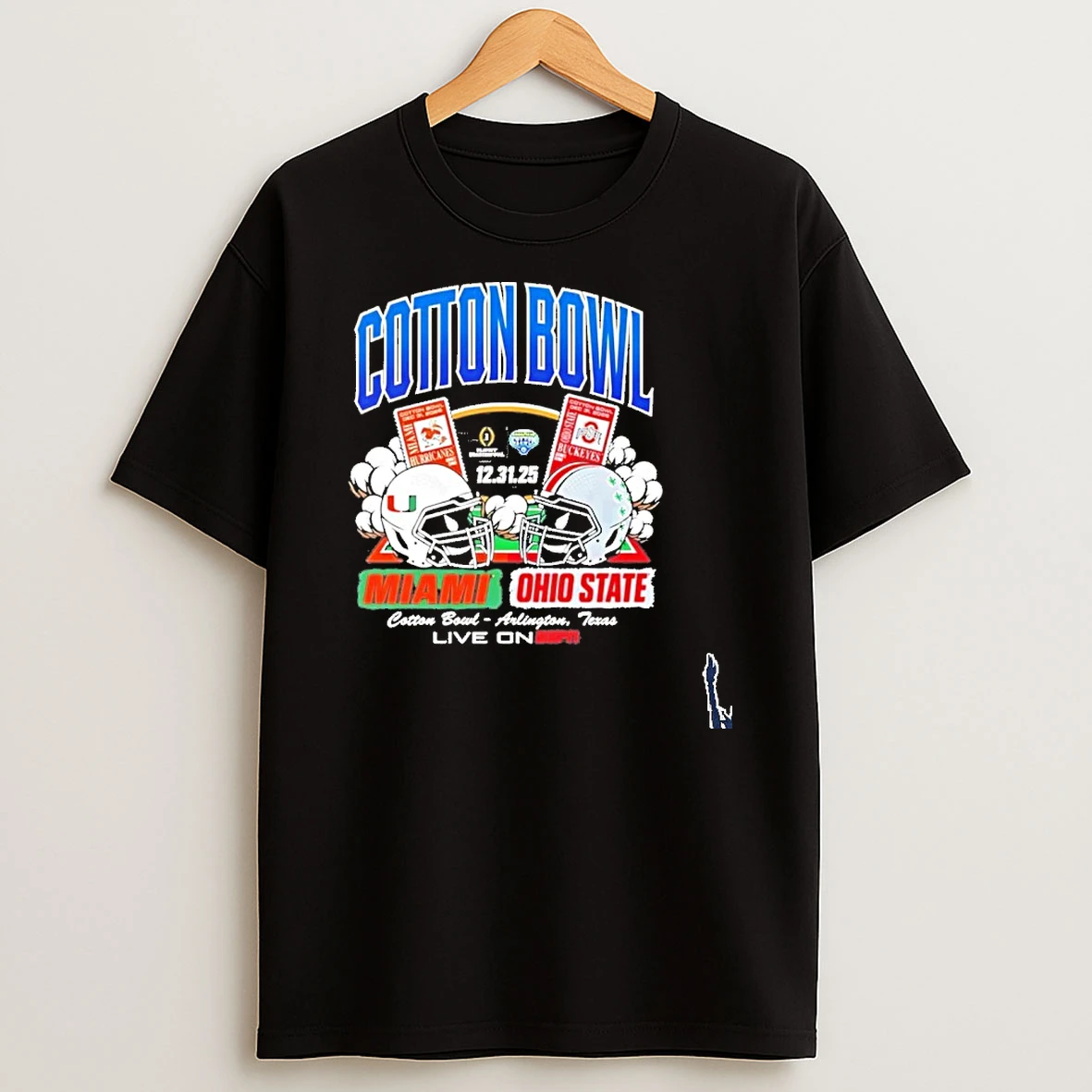 Ohio State Buckeyes Vs Miami Hurricanes 2025 Cotton Bowl Head To Head Ticket T Shirt