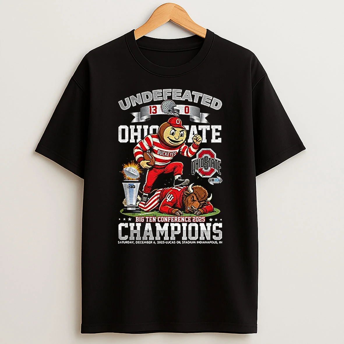 Ohio State Buckeyes Beat Indiana Hoosiers Undefeated Big Ten Conference 2025 T Shirt