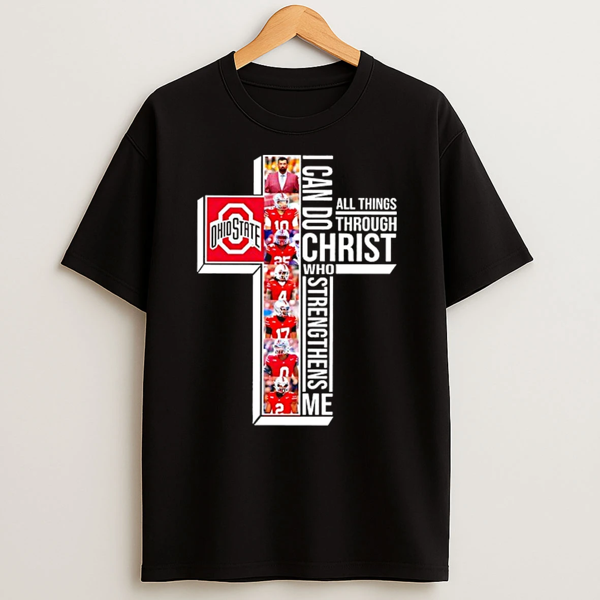 Ohio State Buckeyes Cross Can Do All Things Through Christ Who Strengthens Me T Shirt