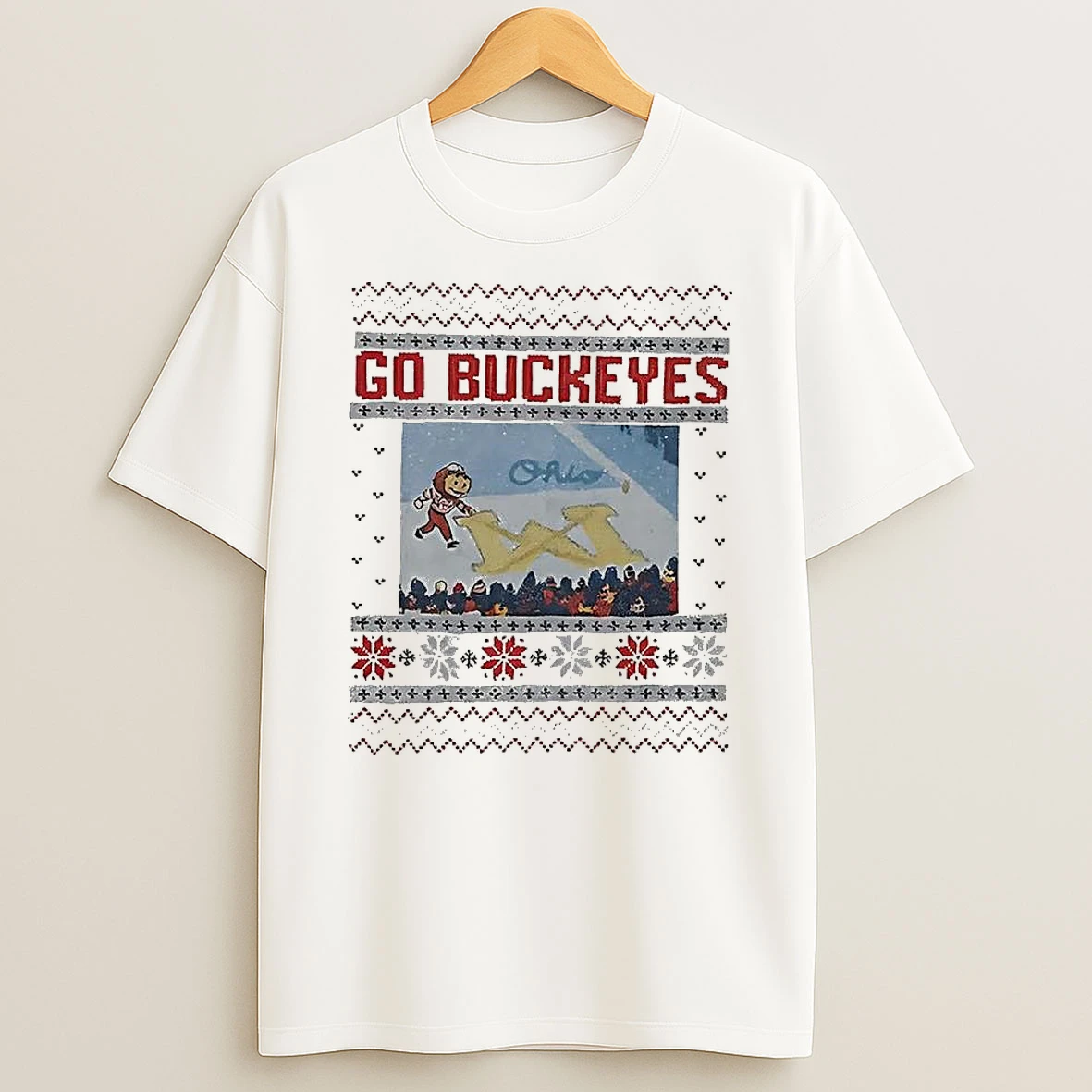 Ohio State Buckeyes Football Brutus Erase The M Ohio Snow Mascot T Shirt