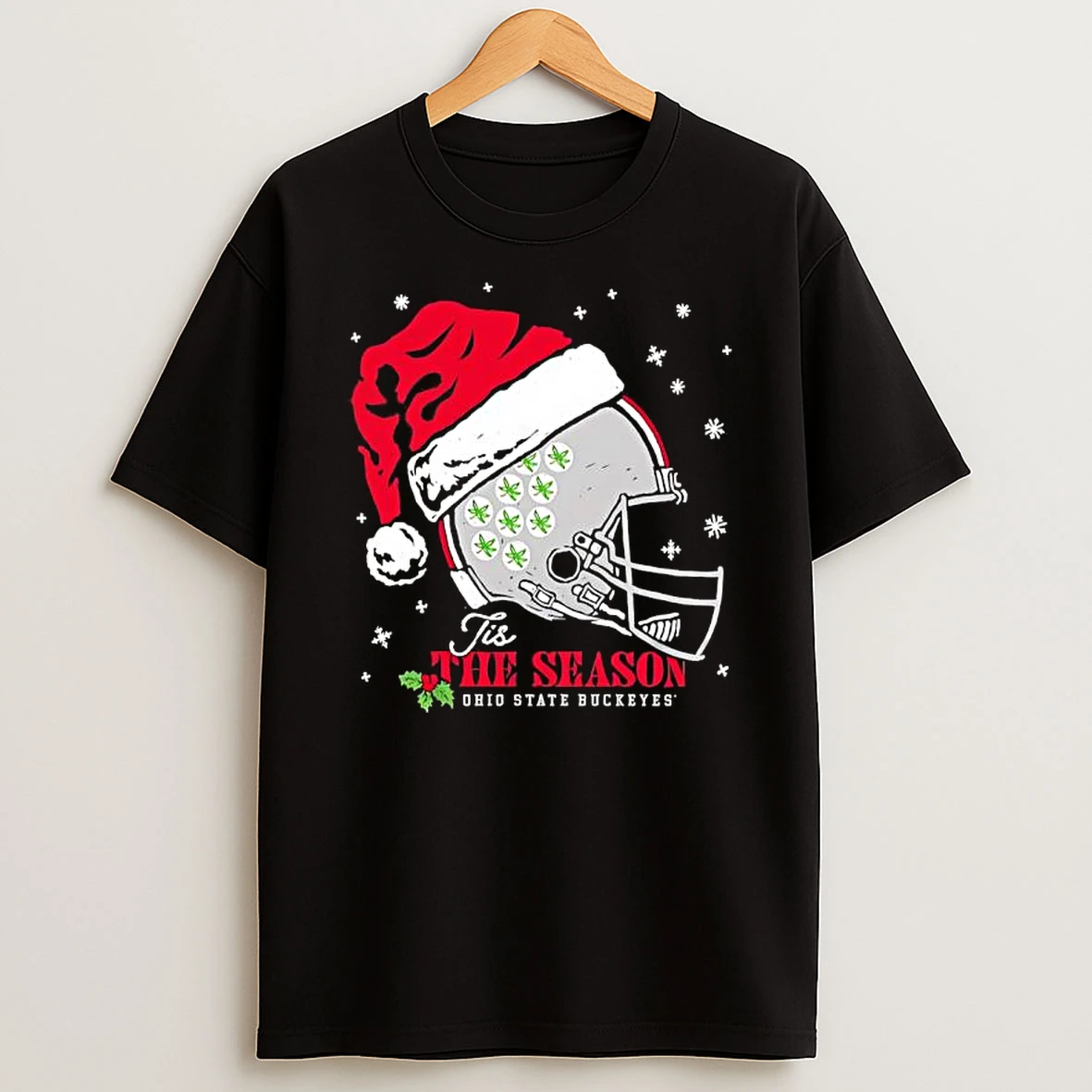 Ohio State Buckeyes Football Santa Helmet Tis The Season T Shirt