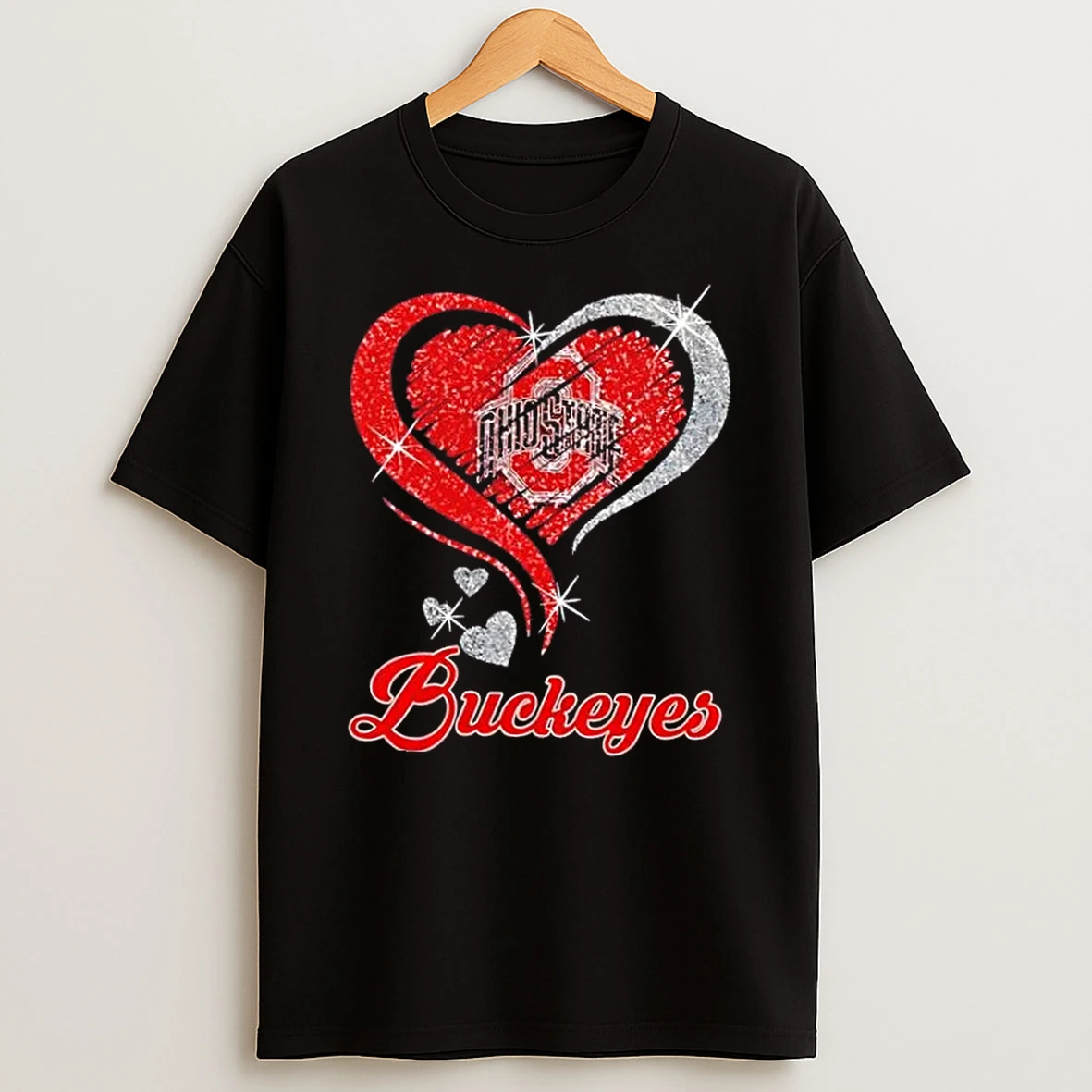 Ohio State Buckeyes Football In Glitter Heart Fans T Shirt