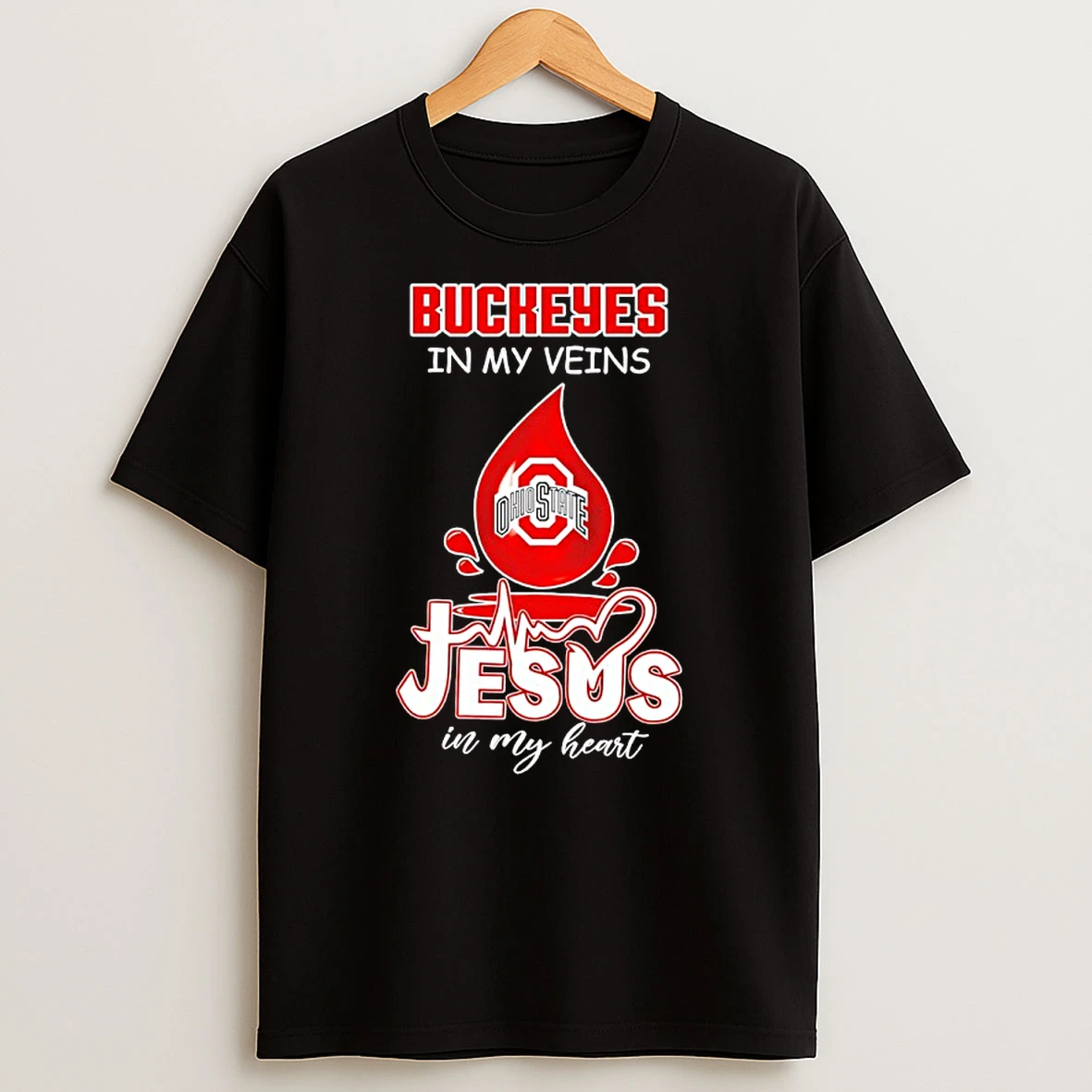 Ohio State Buckeyes In My Veins Jesus In My Heart 2025 T Shirt