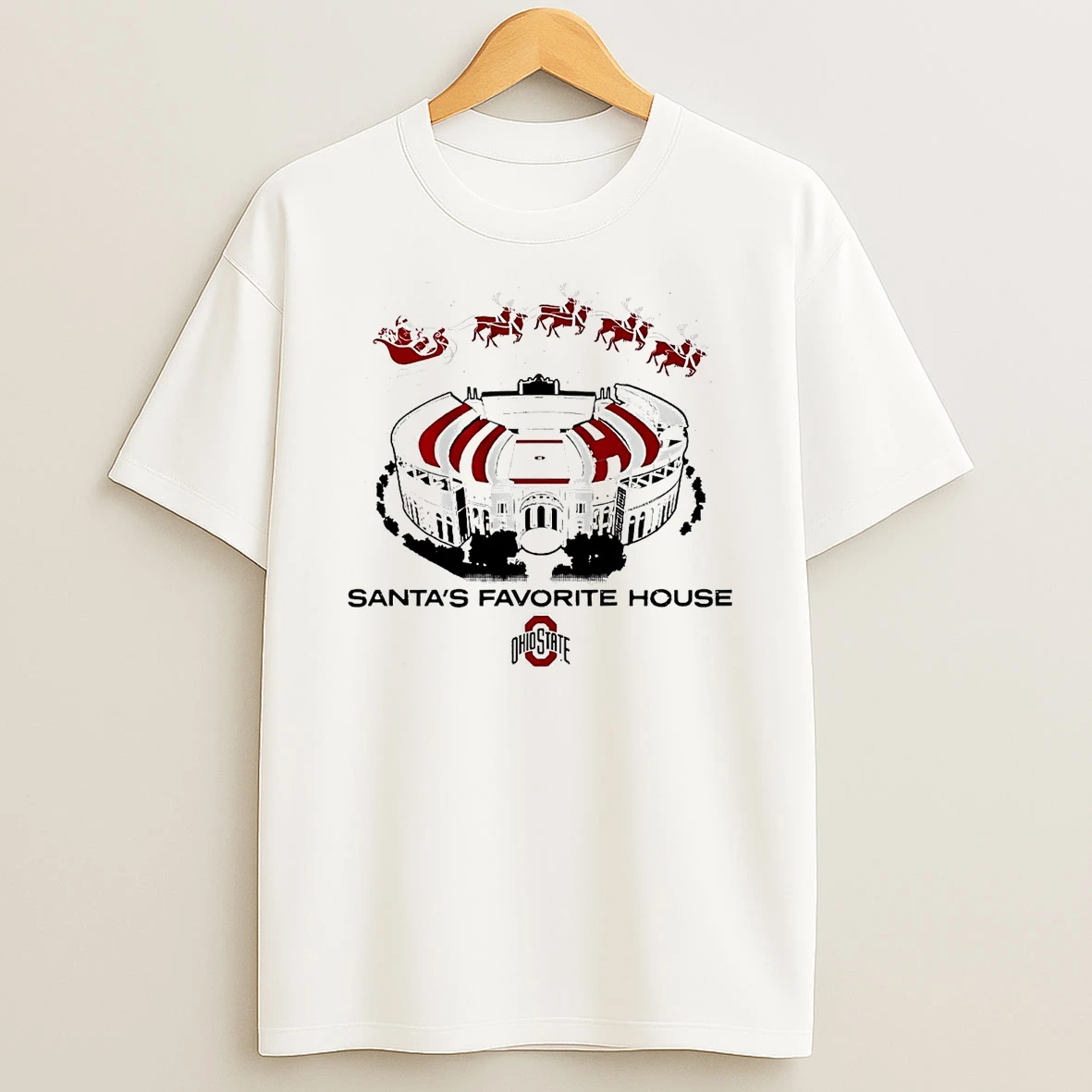 Ohio State Buckeyes Stadium Santas Favorite House T Shirt