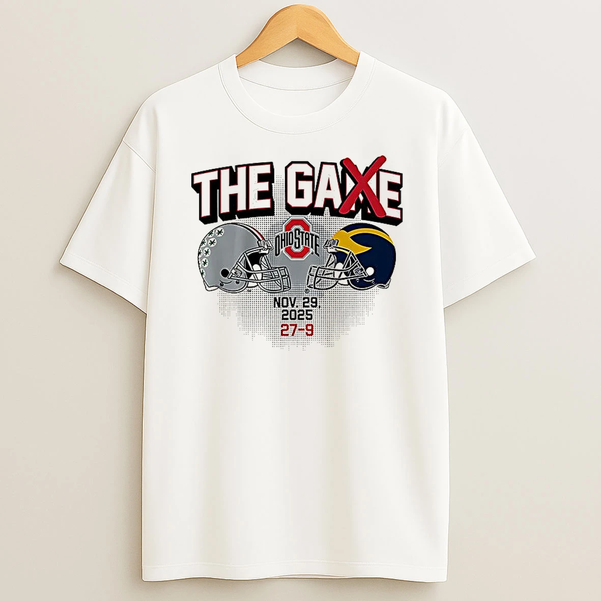 Ohio State Buckeyes Vs Michigan Wolverines Ncaa The Game 2025 Score 27 9 Helmet T Shirt