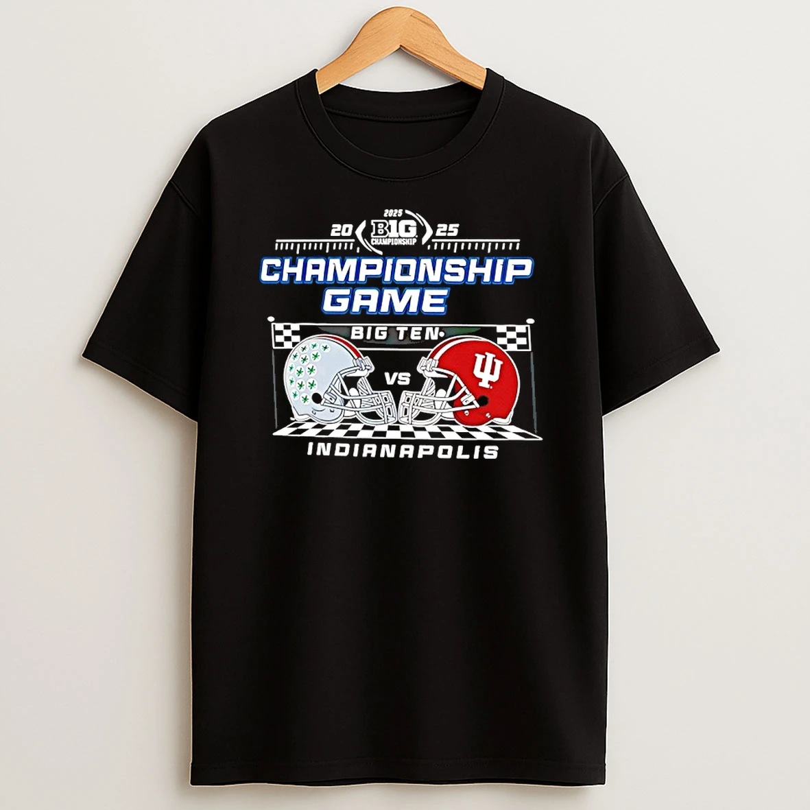 Ohio State Vs Indiana Indianapolis Big Ten 2025 Football Championship Helmets T Shirt