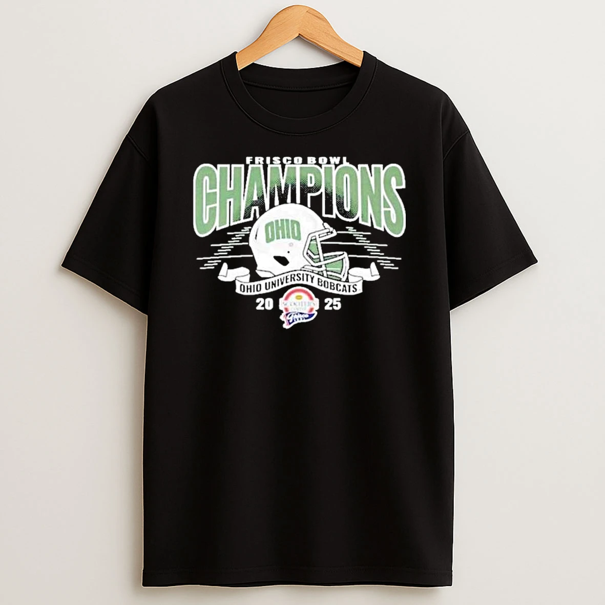 Ohio University Bobcats Football 2025 Scooters Coffee Frisco Bowl Champions T Shirt