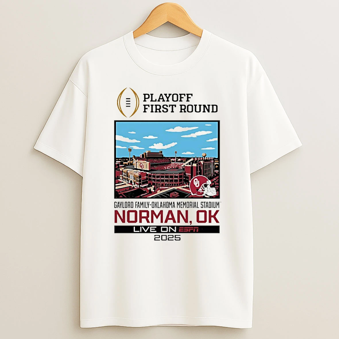 Oklahoma Sooners 2025 Cfp 1st Round Live From Gaylord Family Oklahoma Memorial Stadium Circle T Shirt