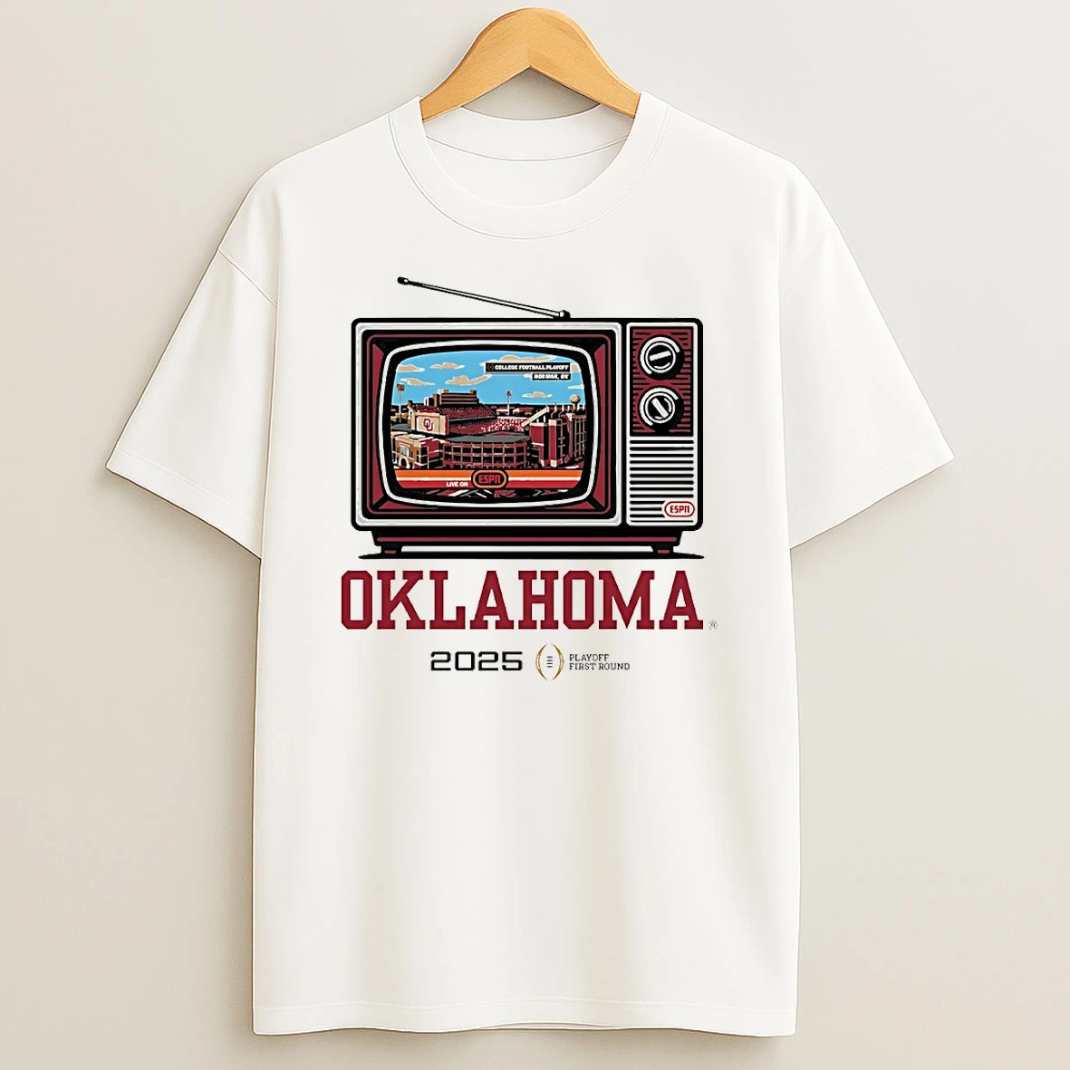 Oklahoma Sooners 2025 Cfp Tv Stadium Circle T Shirt