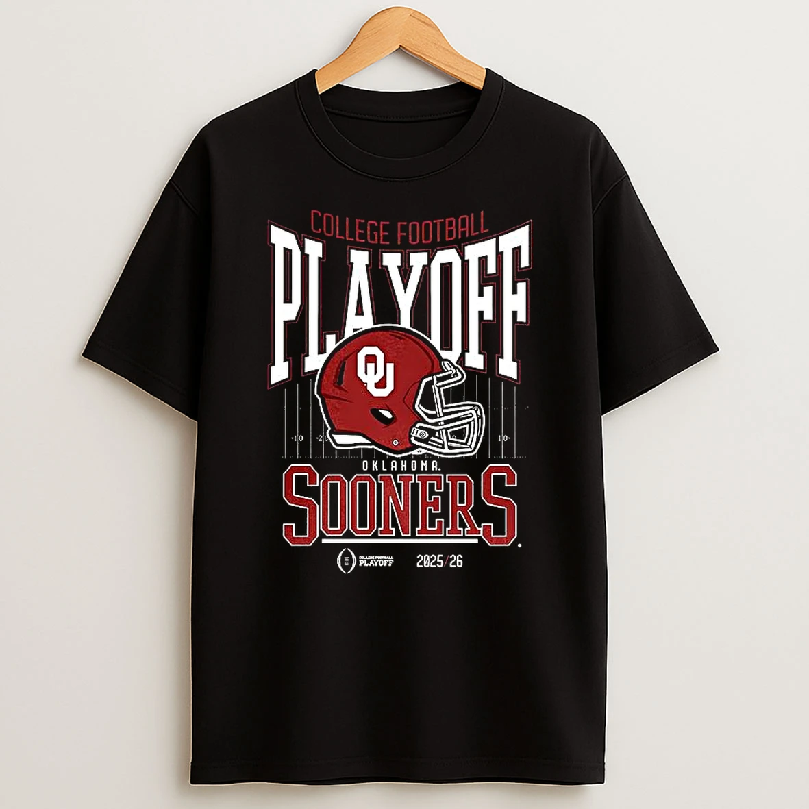 Oklahoma Sooners Ncaa 2025 2026 College Football Playoff Curved Helmet T Shirt