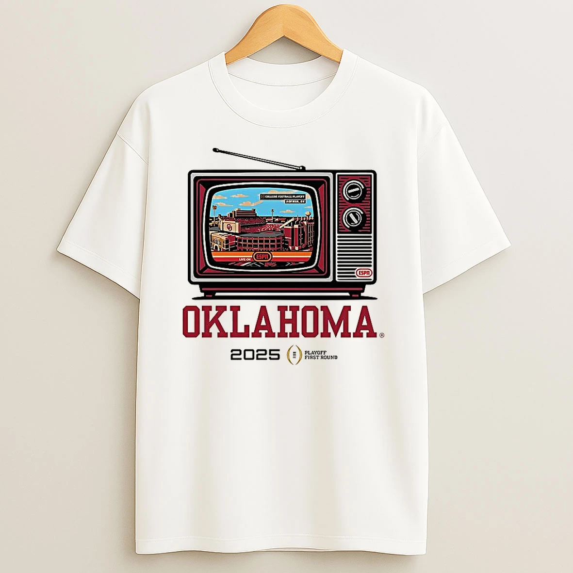 Oklahoma Sooners Ncaa Cfp 2025 Gaylord Family Stadium On Classic Tv T Shirt