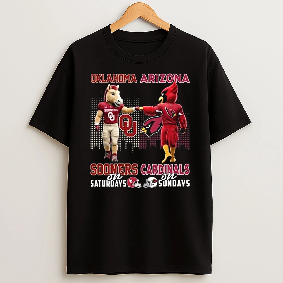 Oklahoma Sooners On Saturdays X Arizona Cardinals On Sundays Mascot 2025 T Shirt