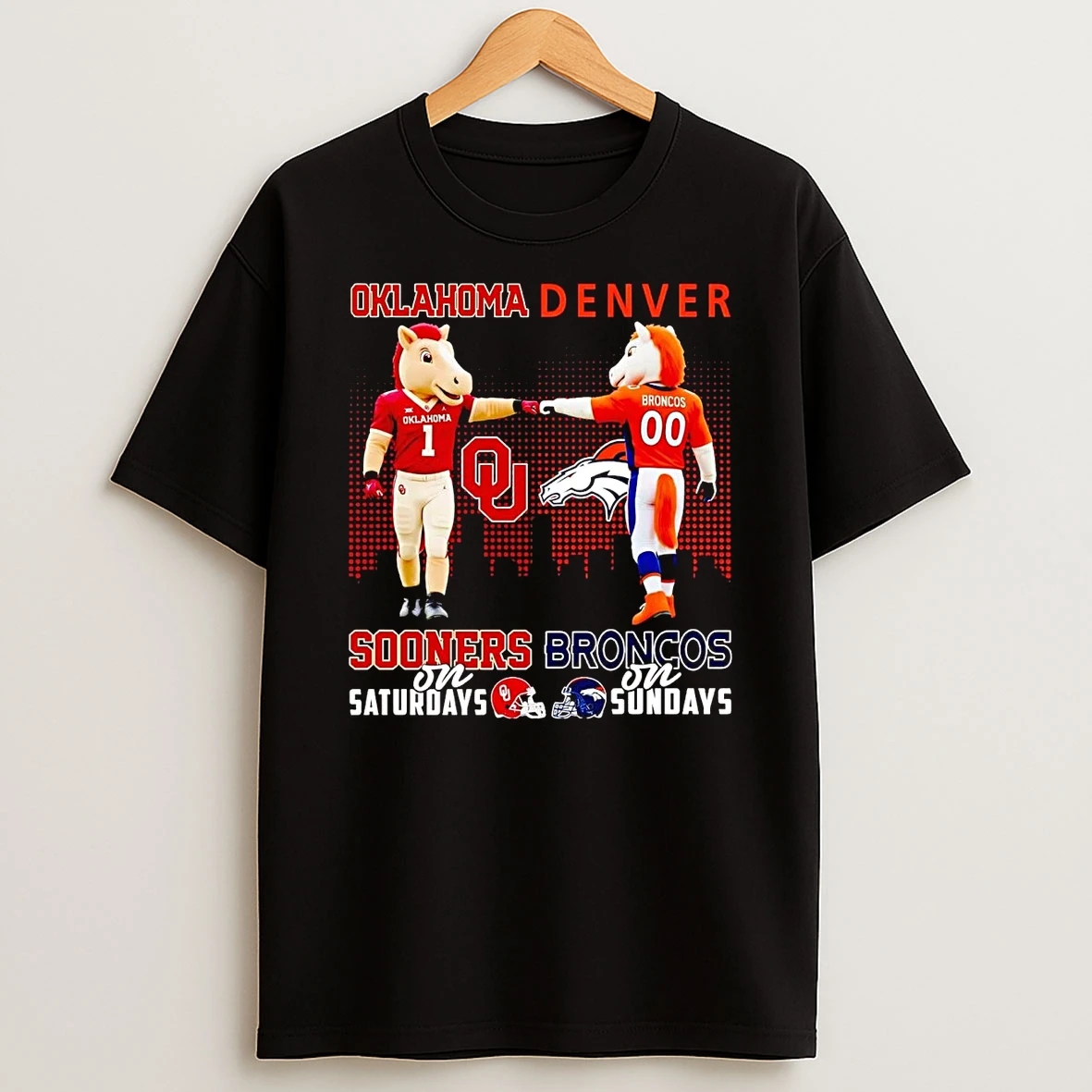 Oklahoma Sooners On Saturdays Denver Broncos On Sundays Mascot T Shirt