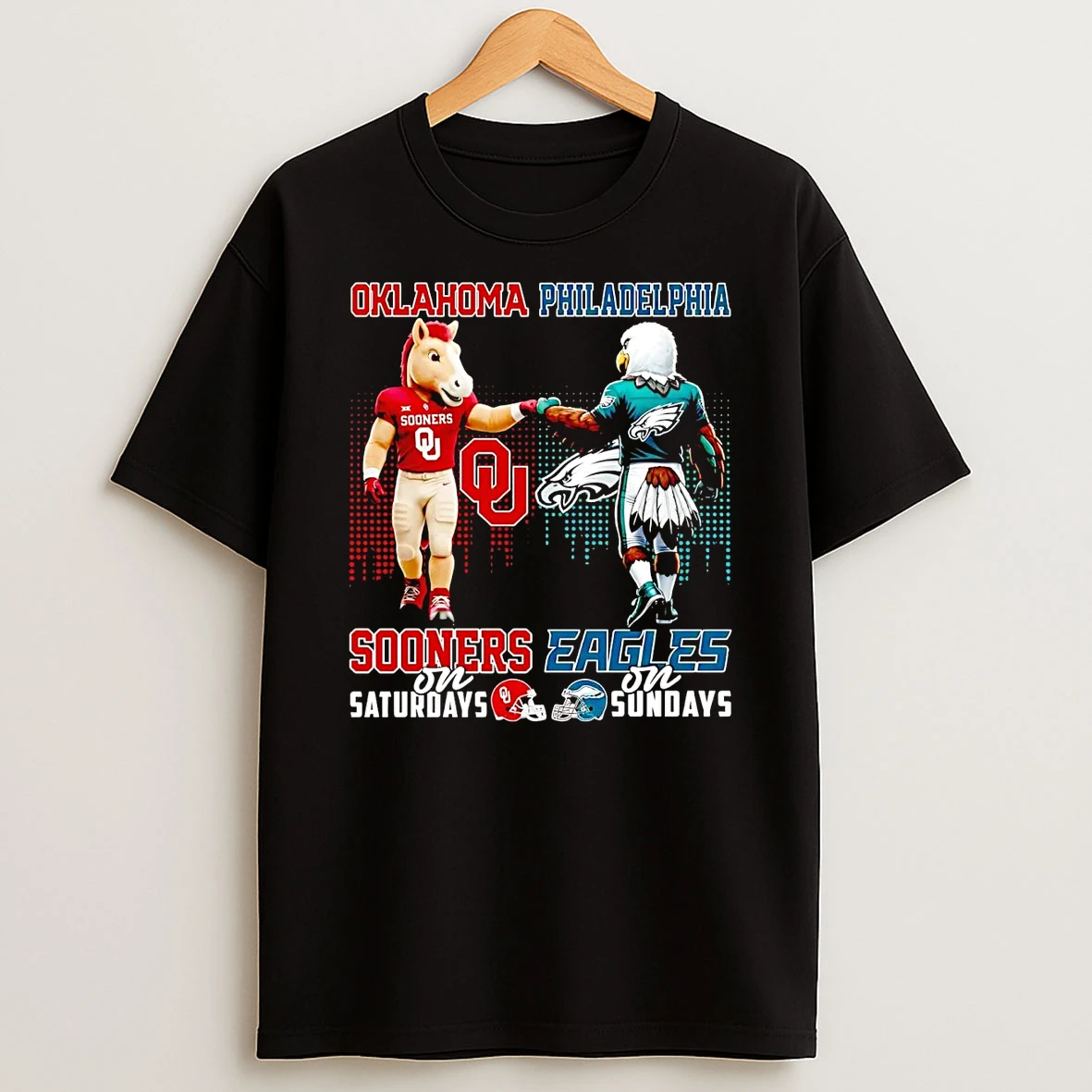Oklahoma Sooners On Saturdays Philadelphia Eagles On Sundays Mascot T Shirt