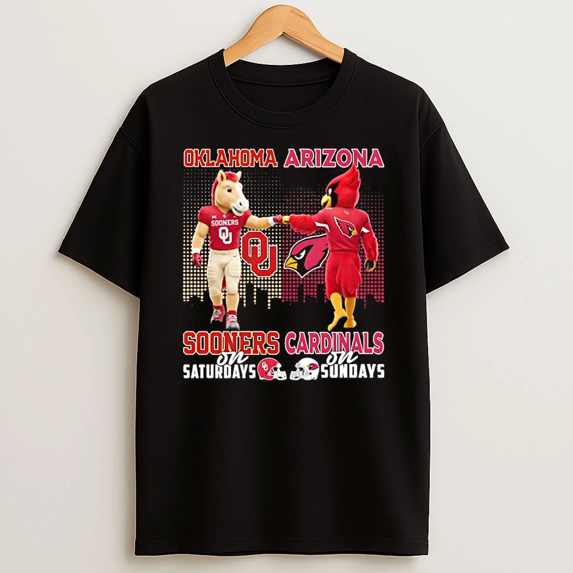 Oklahoma Sooners On Saturdays X Arizona Cardinals On Sundays Mascot T Shirt
