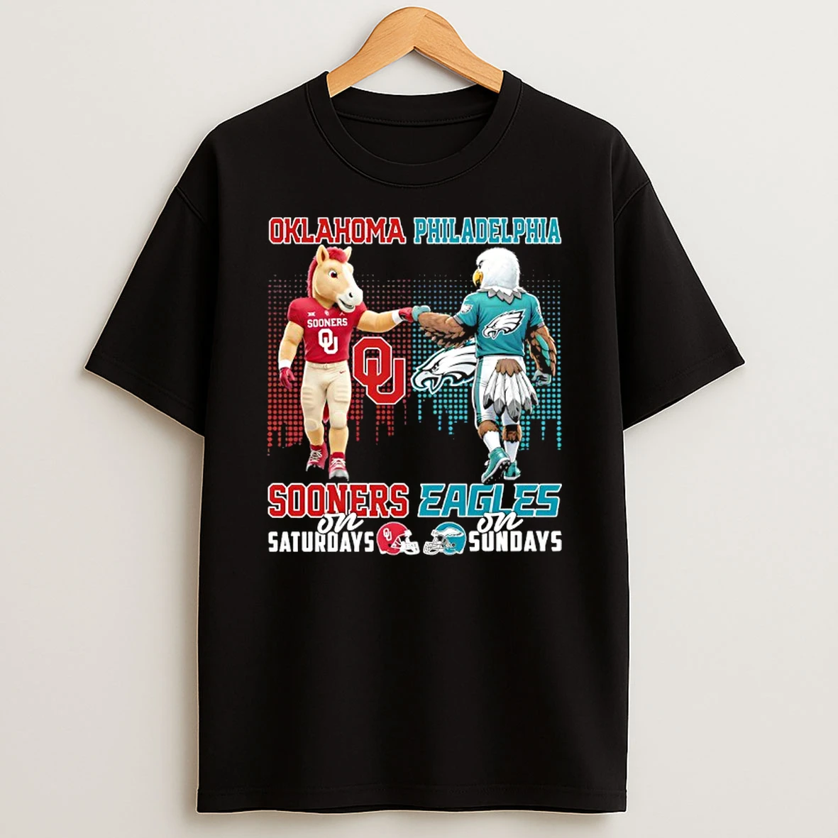 Oklahoma Sooners On Saturdays X Philadelphia Eagles On Sundays Mascot T Shirt