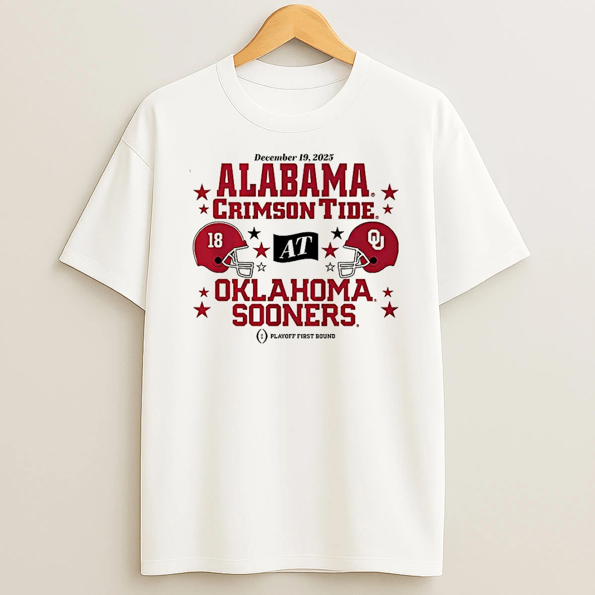 Oklahoma Sooners Vs Alabama Crimson Tide 2025 Cfp First Round Matchup Helmet T Shirt