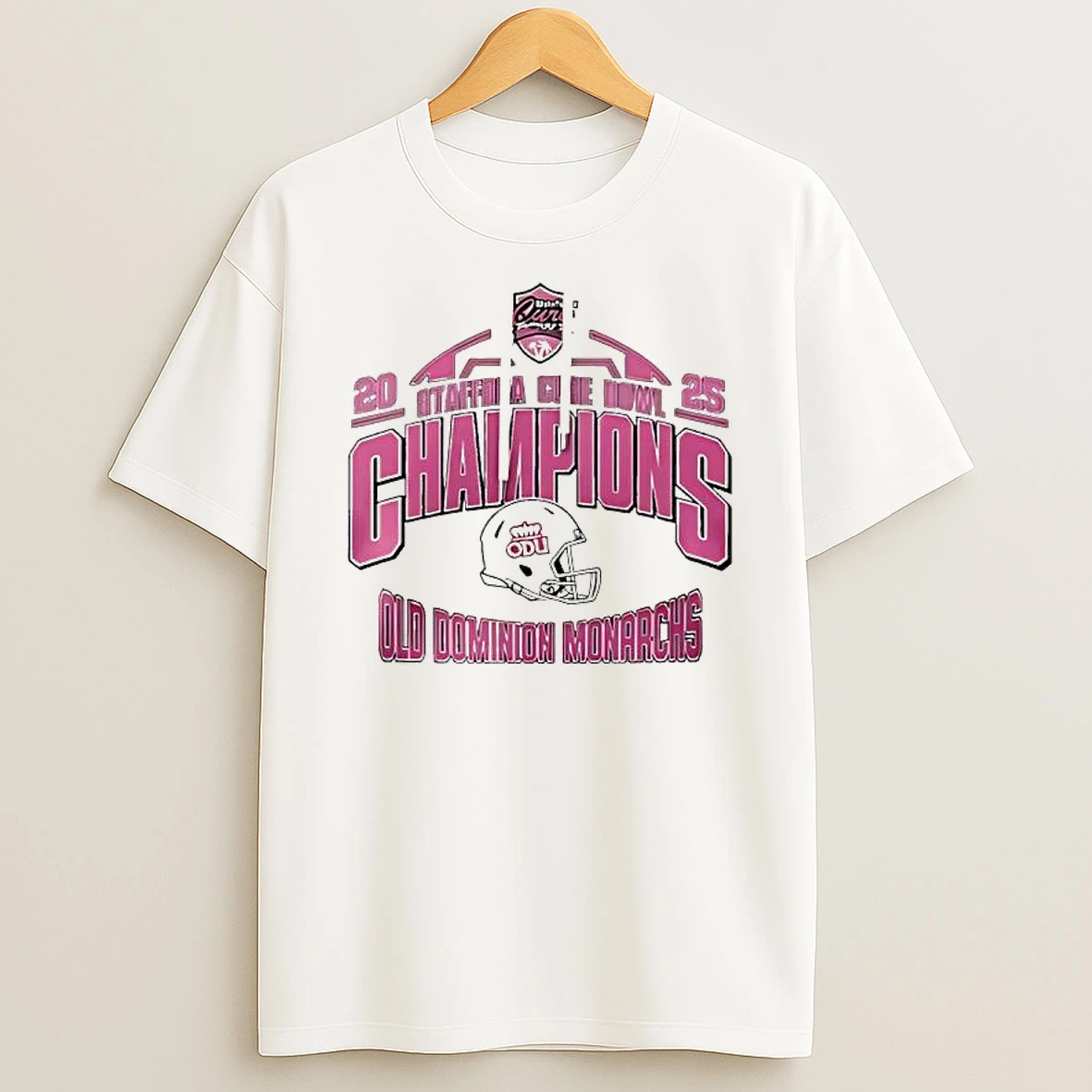 Old Dominion Monarchs 2025 Cure Bowl Champion Helmet T Shirt