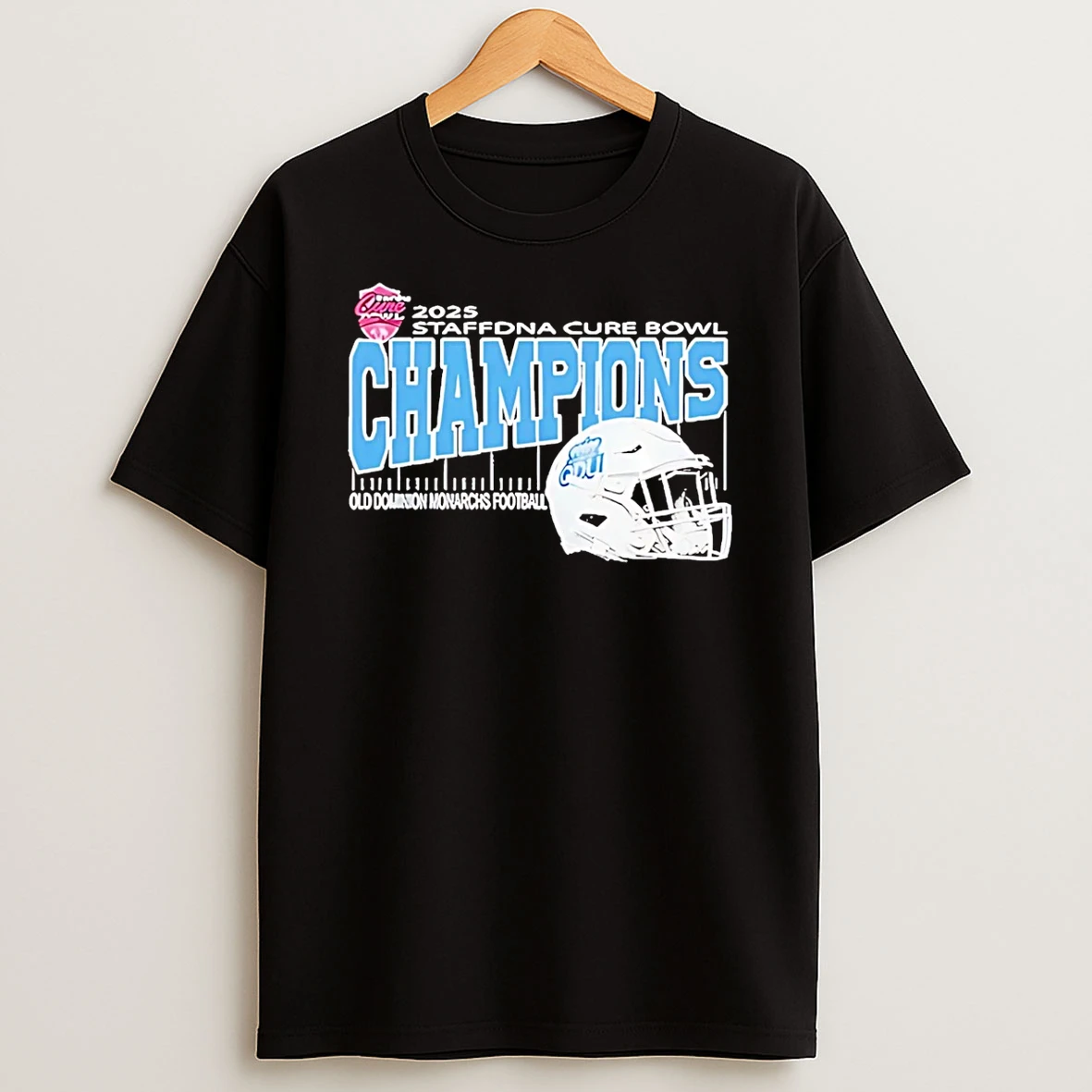 Old Dominion Monarchs 2025 Cure Bowl Champions Helmet T Shirt