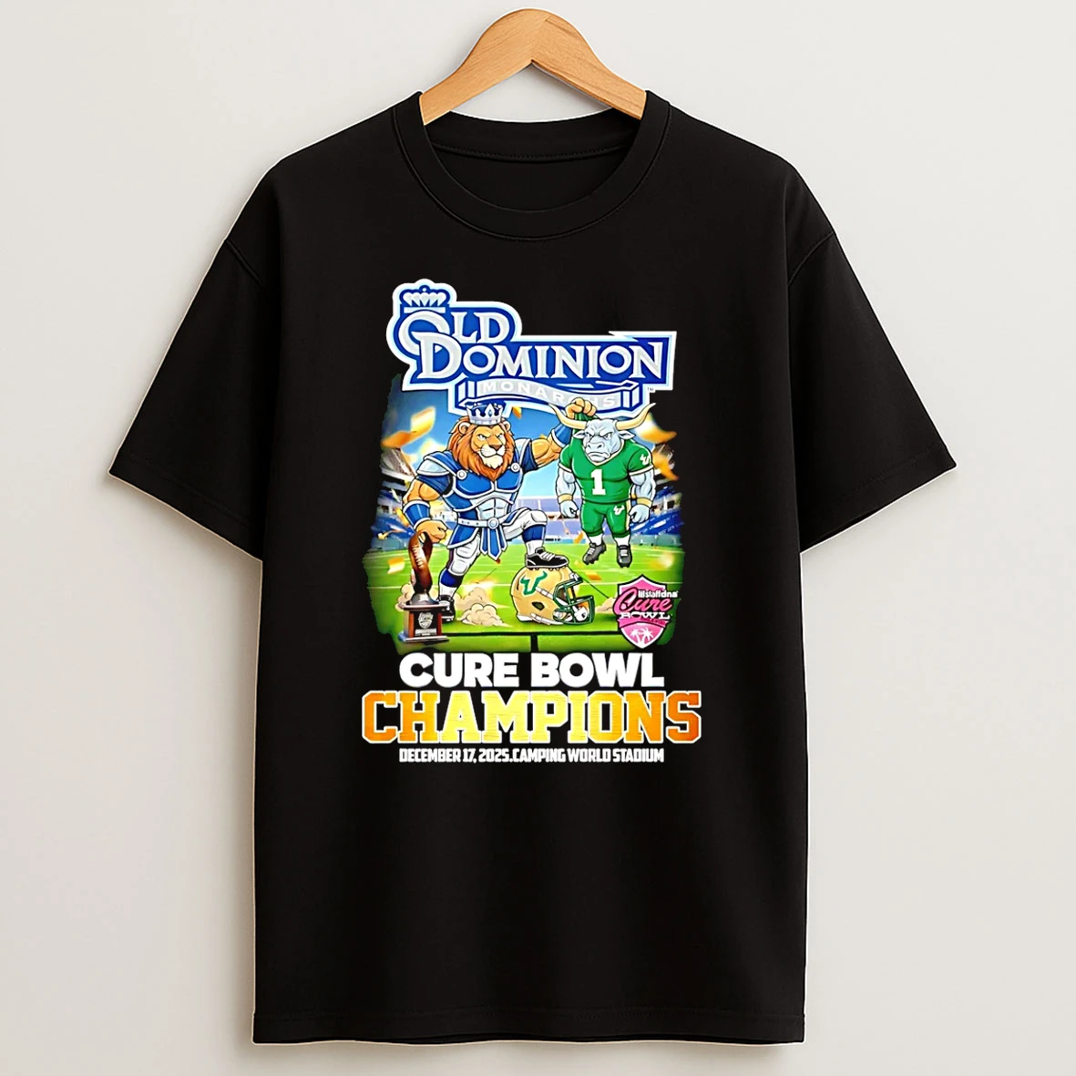 Old Dominion Monarchs 2025 Cure Bowl Champions Mascot T Shirt