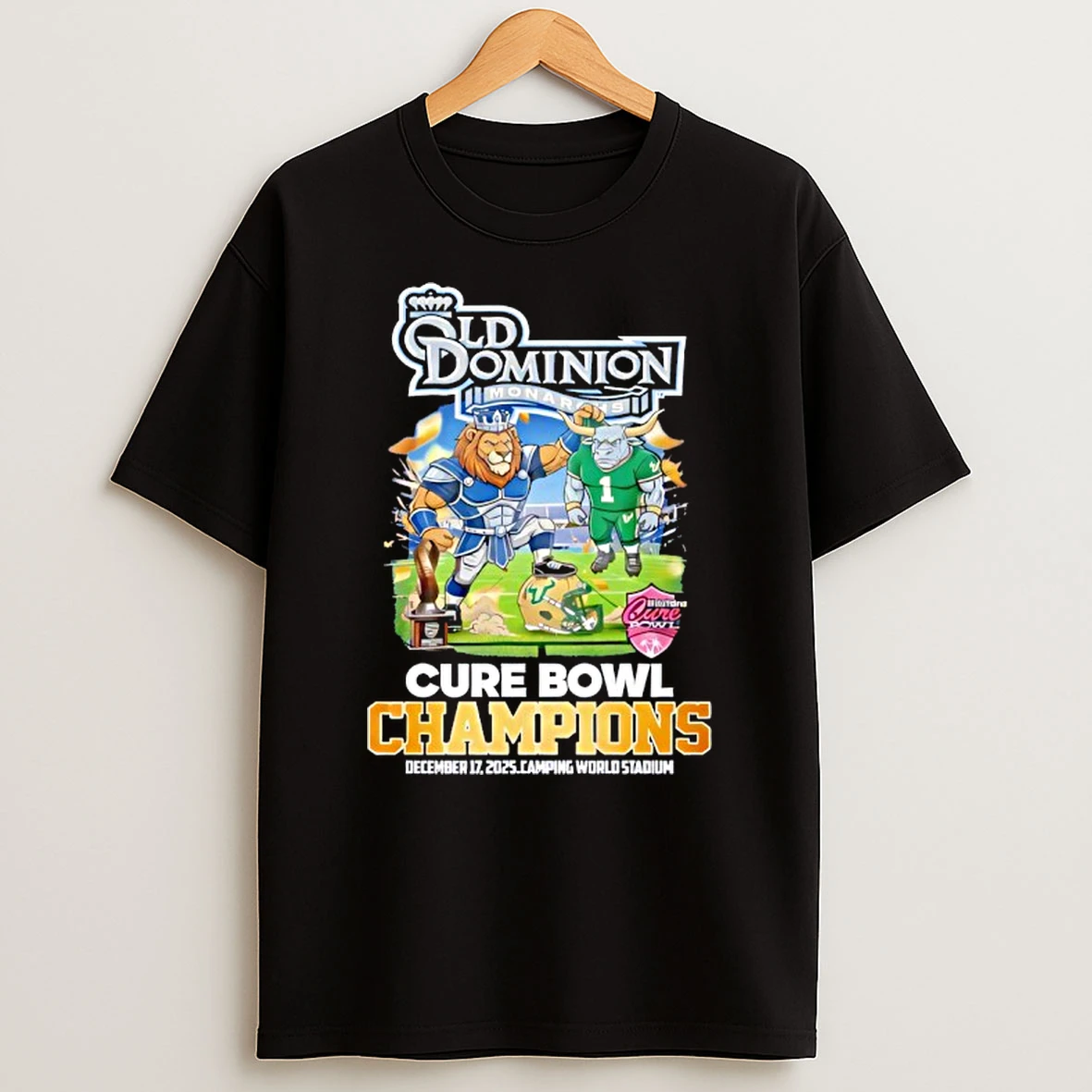 Old Dominion Monarchs Cure Bowl Champions 2025 Celebration T Shirt
