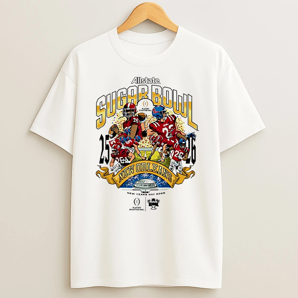 Ole Miss Rebels 2025 2026 Allstate Sugar Bowl New Orleans Graphic Circle T Shirt