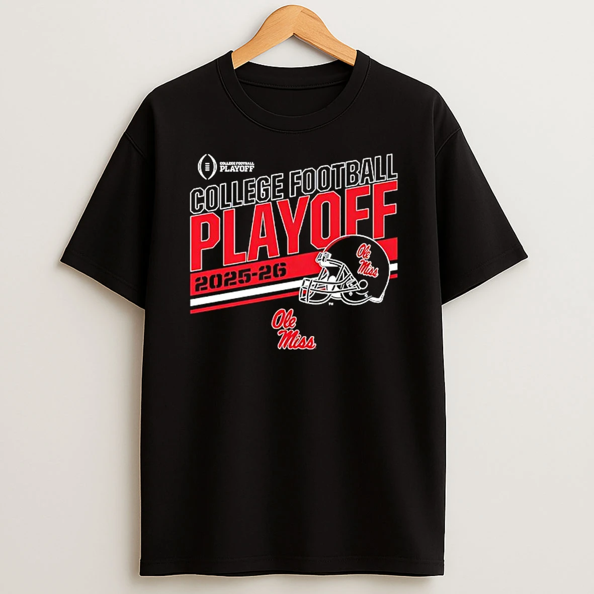 Ole Miss Rebels 2025 2026 College Football Playoff Stripe Helmet T Shirt