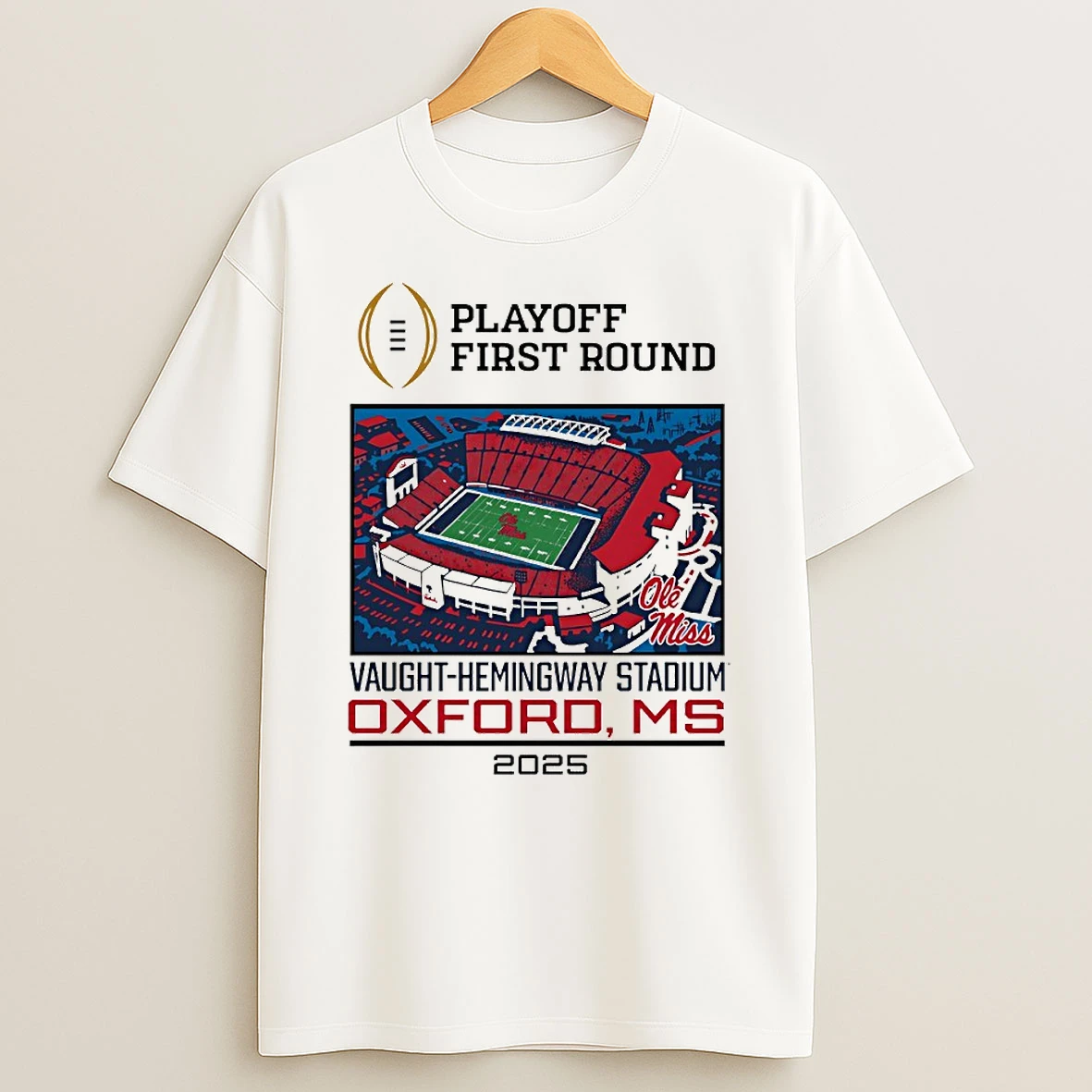 Ole Miss Rebels 2025 Cfp 1st Round Live From Vaught Hemingway Stadium Circle T Shirt