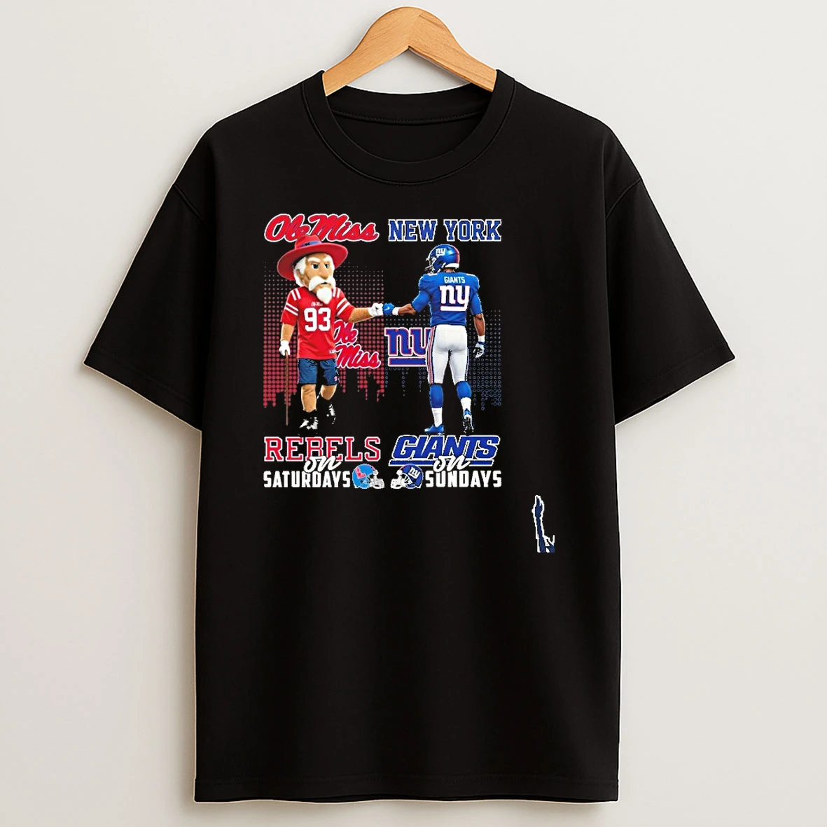 Ole Miss Rebels And New York Giants Mascot On Saturdays And On Sundays T Shirt