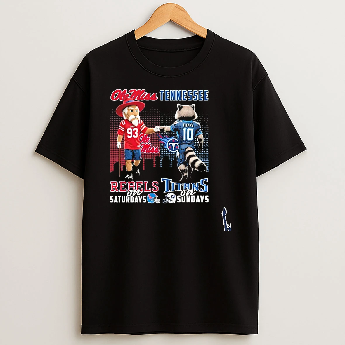 Ole Miss Rebels And Tennessee Titans Mascot On Saturdays And On Sundays T Shirt
