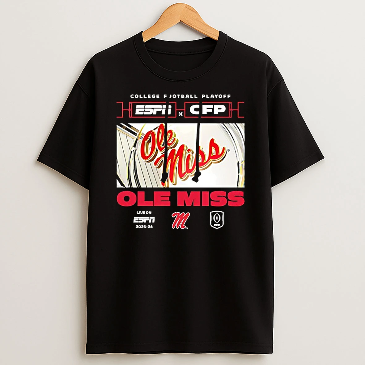 Ole Miss Rebels Espn X Cfp College Football Playoff Live On Espn 2025 26 T Shirt