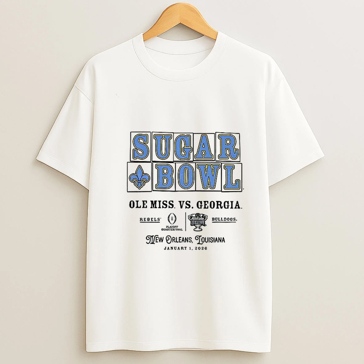Ole Miss Rebels Georgia Bulldogs 2026 Allstate Sugar Bowl Street Tiles Adult T Shirt