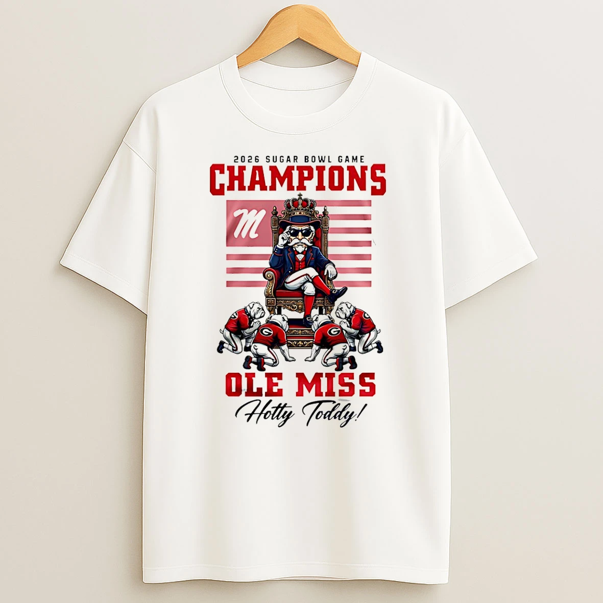 Ole Miss Rebels Ncaa 2026 Sugar Bowl Game Champions King Mascot T Shirt