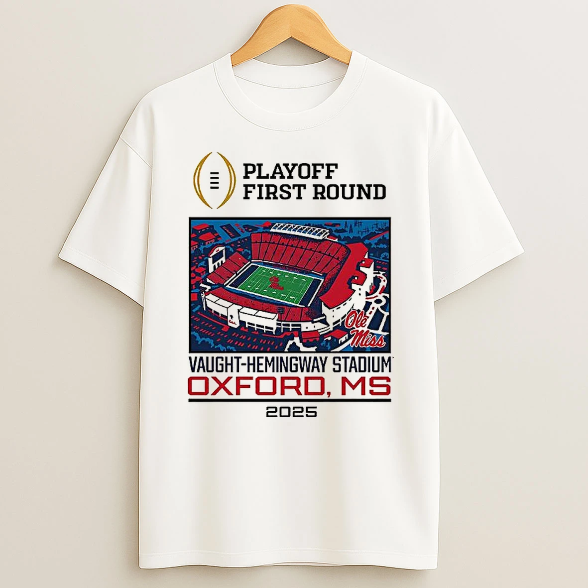 Ole Miss Rebels Ncaa Cfp 2025 First Round Live From Vaught%ce%b3cohemingway Stadium T Shirt