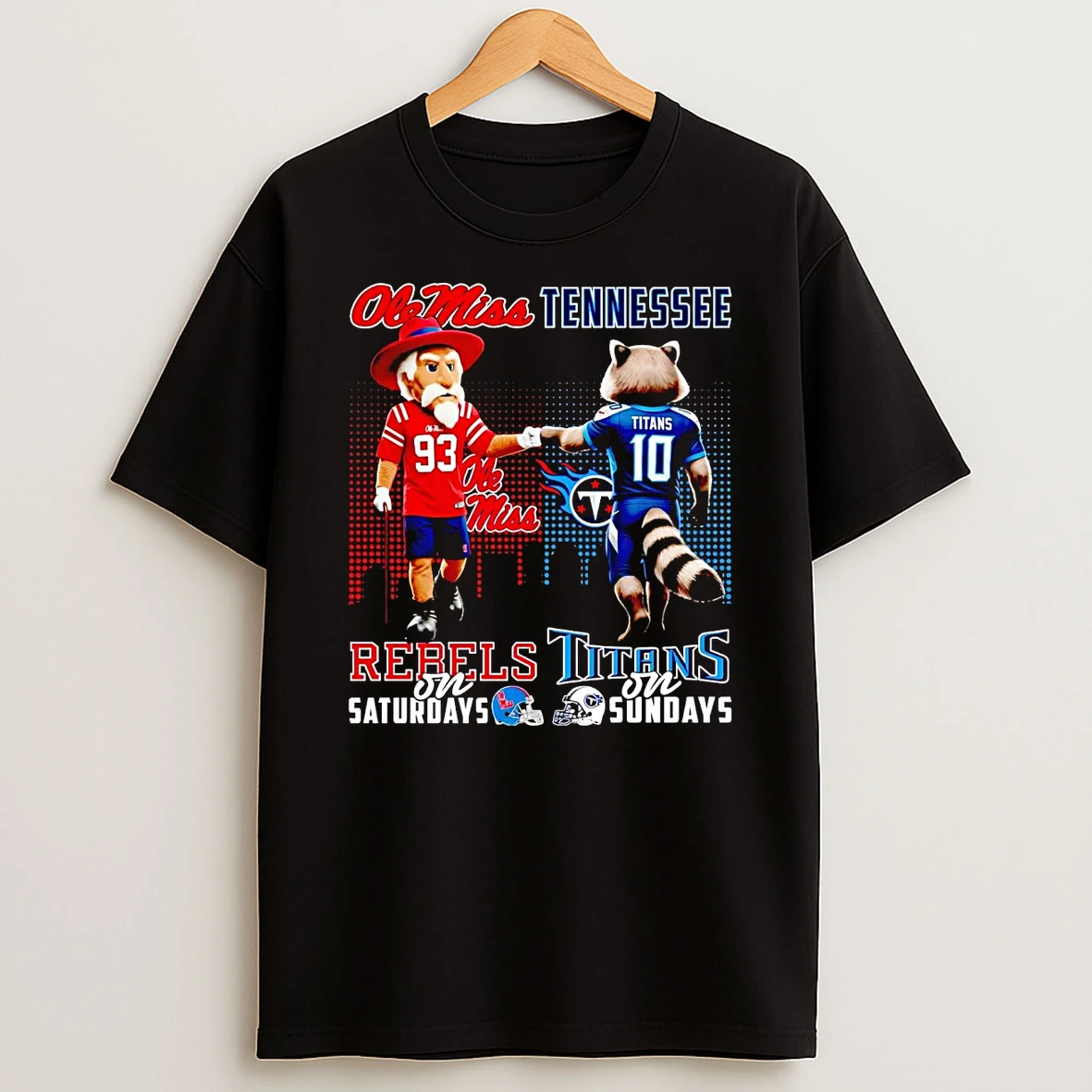 Ole Miss Rebels On Saturdays Tennessee Titans On Sundays Mascot T Shirt