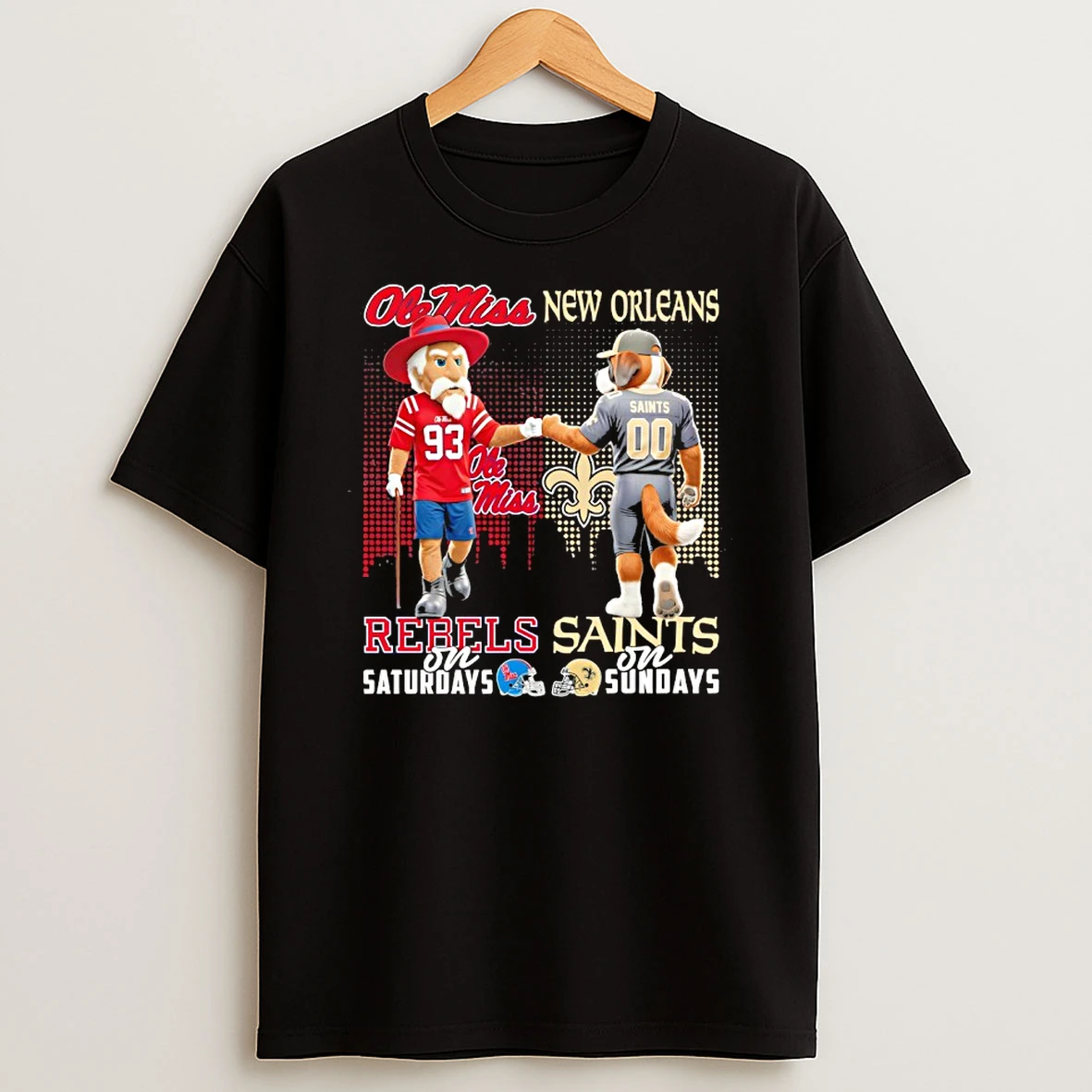 Ole Miss Rebels On Saturdays X New Orleans Saints On Sundays Mascot T Shirt